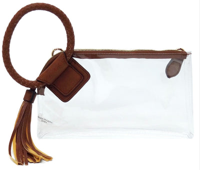 AD205T See Through Clear Cuff Handle Tassel Wrislet Clutch