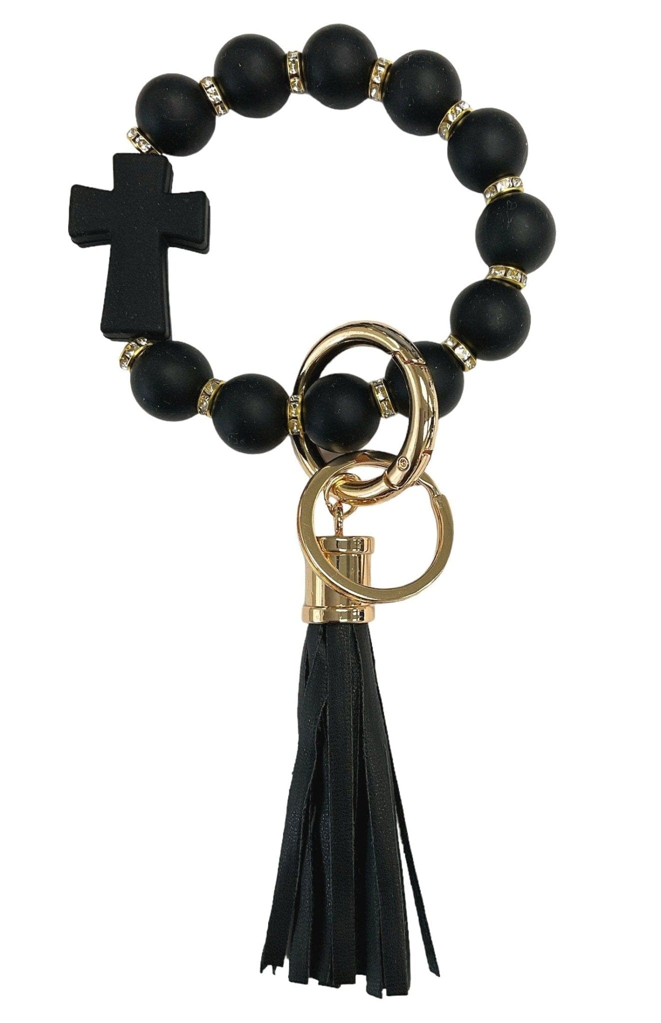 BB139x191 Silicone Beaded Cross Keychain Bracelet - MiMi Wholesale