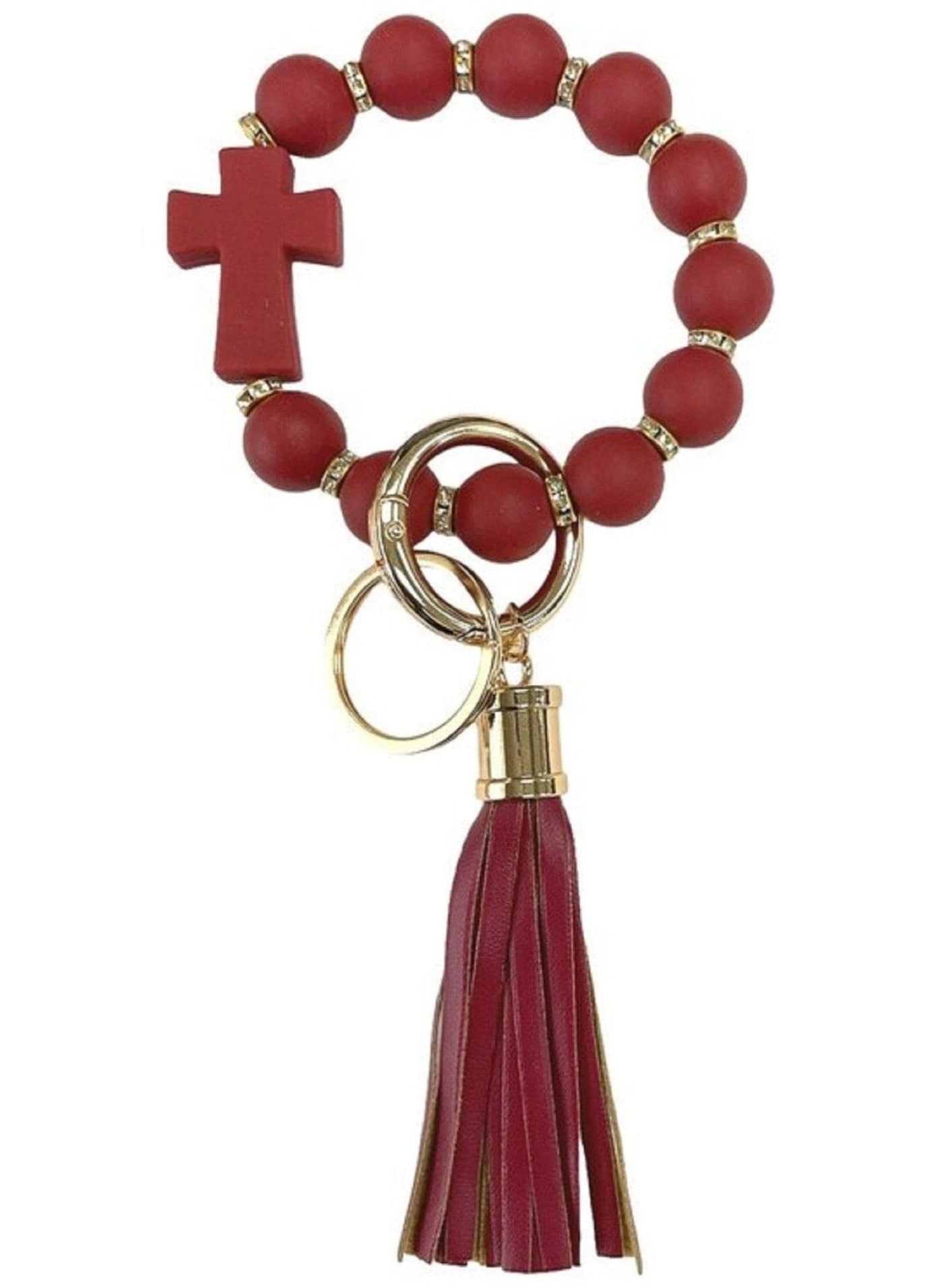 BB139x191 Silicone Beaded Cross Keychain Bracelet - MiMi Wholesale