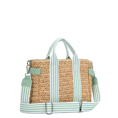 BGAIN247 Two Tone Striped Straw Tote/Crossbody With Guitar Strap - MiMi Wholesale