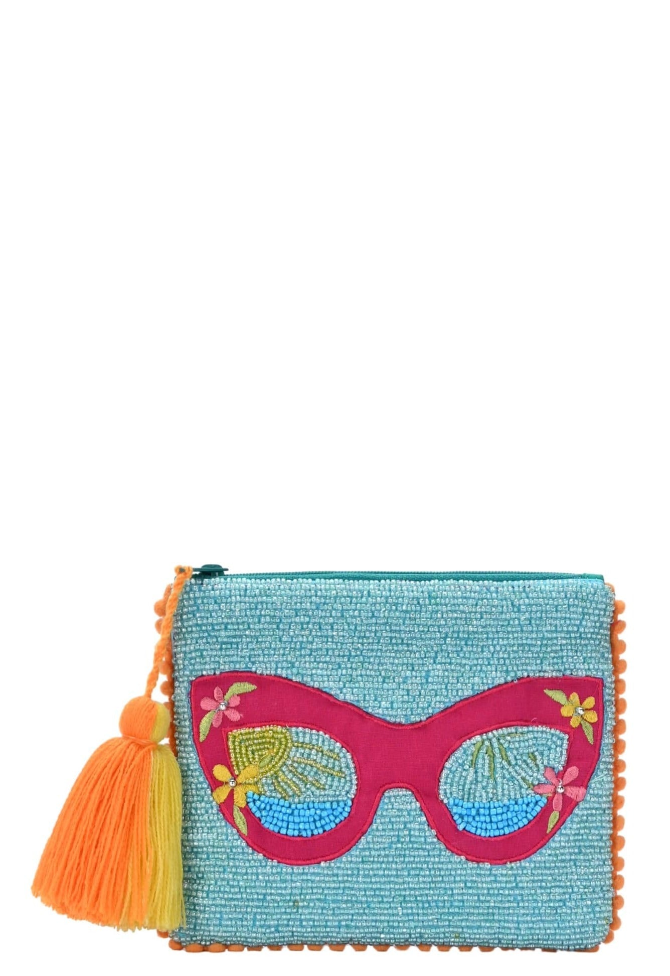 BGAIN256 Handbeaded Tropical Sunglasses Coin Pouch With Tassel - MiMi Wholesale