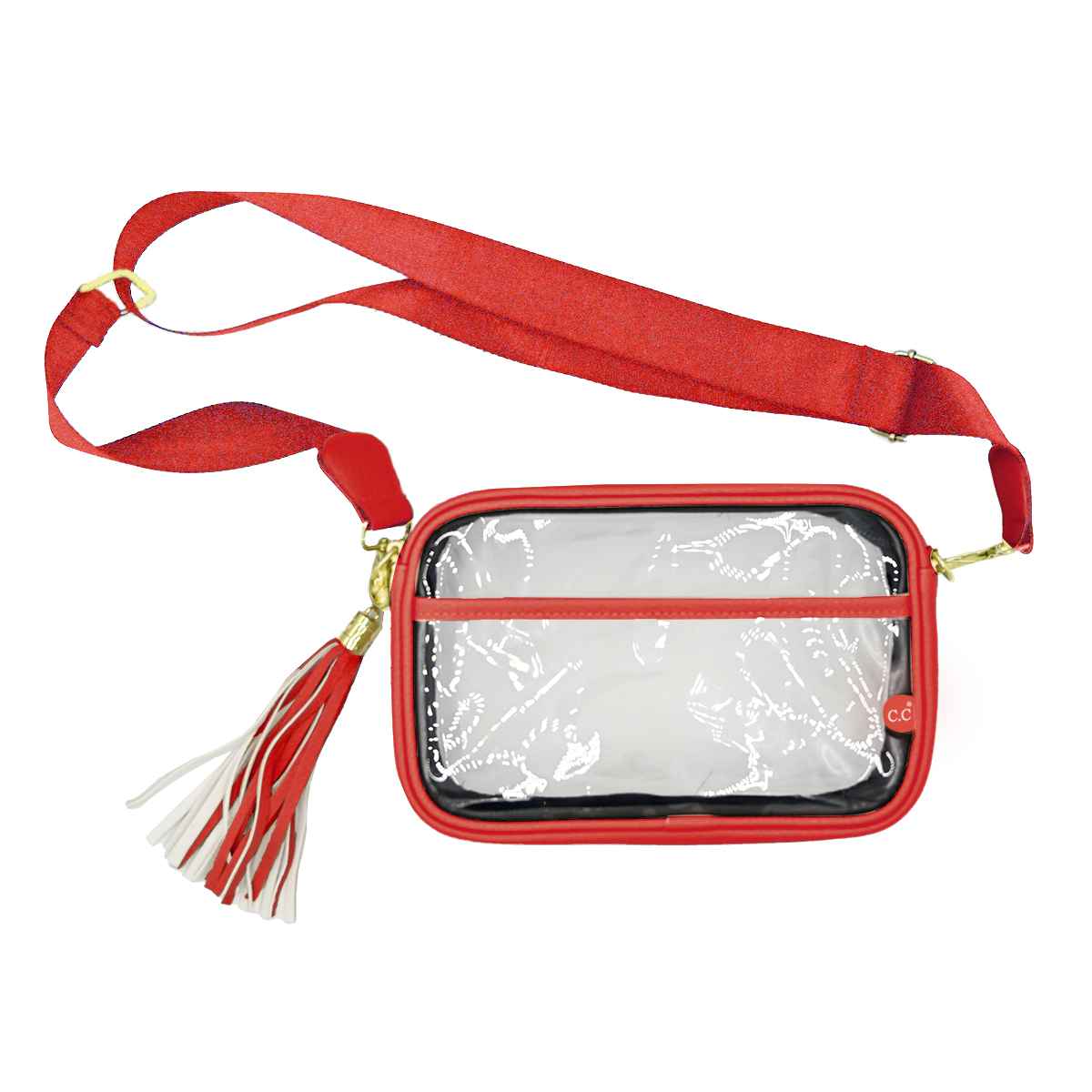 BGS4380 Clear Gameday Crossbody Bag With Tassel - MiMi Wholesale