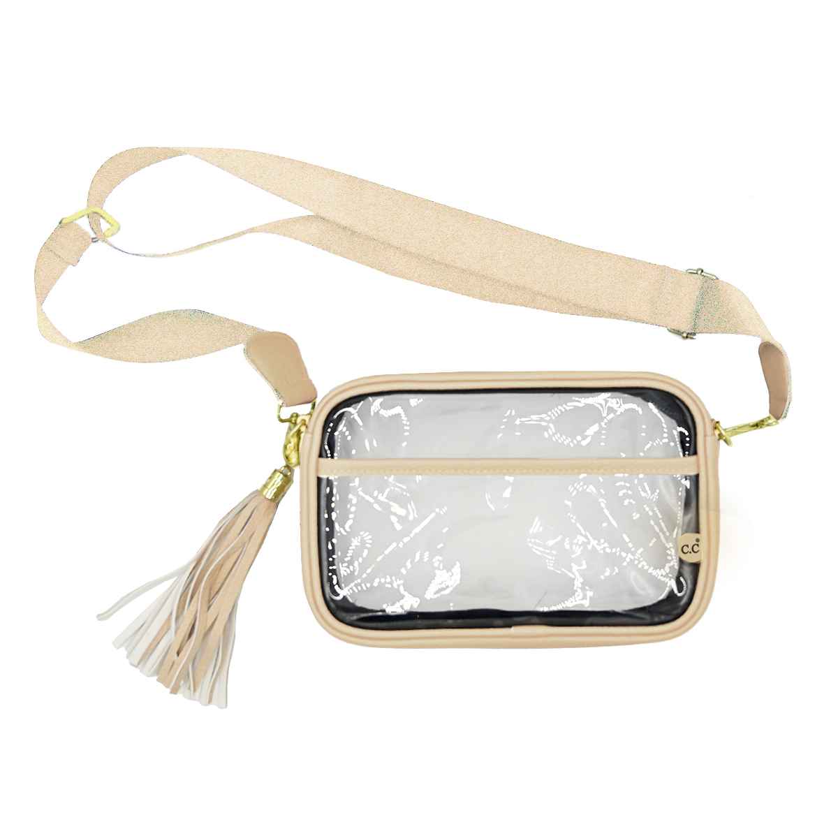 BGS4380 Clear Gameday Crossbody Bag With Tassel - MiMi Wholesale