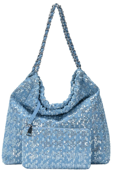 BGS6561 Rachelle Sequin Hobo Bag With Wristlet - MiMi Wholesale