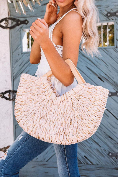 BGT81781 Isabella Wooden Handle Straw Tote Bag - MiMi Wholesale