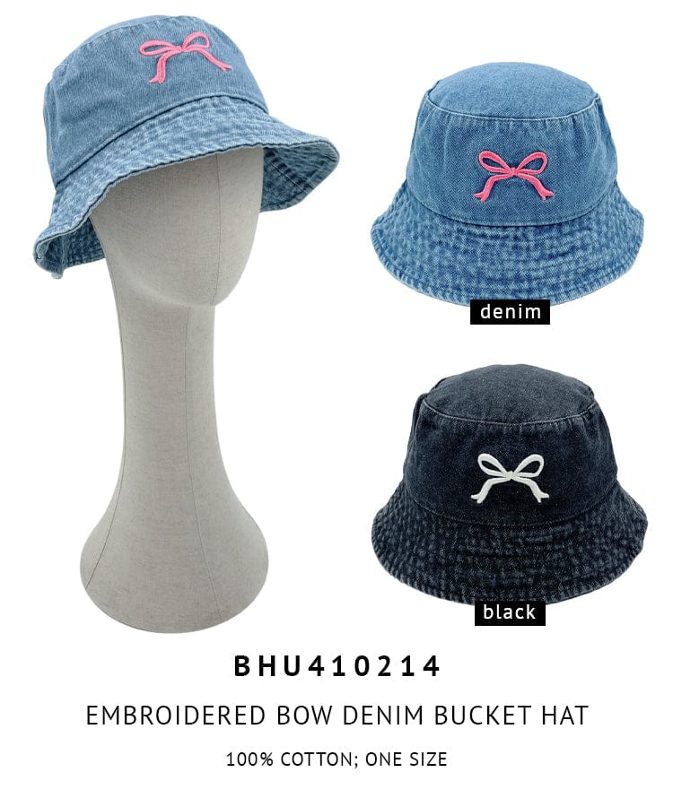 BHU410214 Embroidered Ribbon Design Bucket Hat - MiMi Wholesale