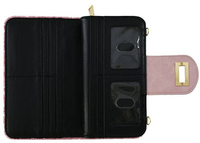 BP041SH Sherpa Turn Lock Crossbody Wallet - MiMi Wholesale