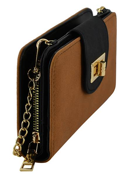 BP041SU Faux Suede Turn Lock Crossbody Wallet - MiMi Wholesale