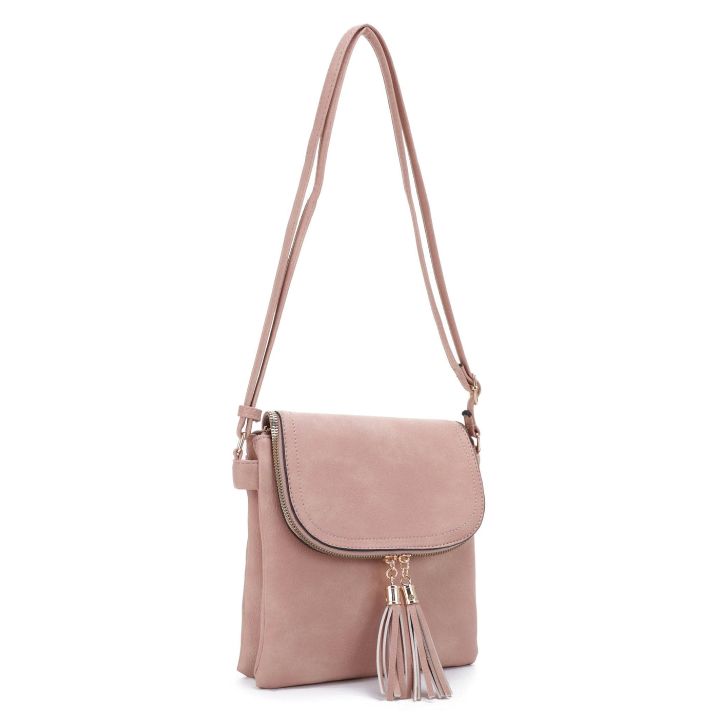 DJ96152 BJ6152 Monogrammable Flap-over Two Compartment Crossbody With Tassels - MiMi Wholesale