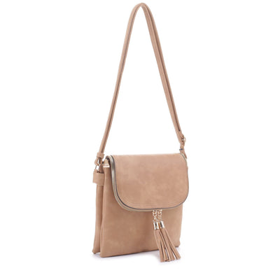 DJ96152 BJ6152 Monogrammable Flap-over Two Compartment Crossbody With Tassels - MiMi Wholesale