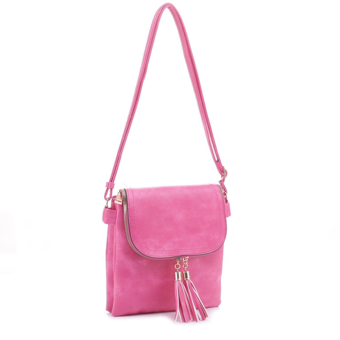 DJ96152 BJ6152 Monogrammable Flap-over Two Compartment Crossbody With Tassels - MiMi Wholesale