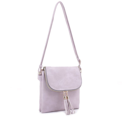 DJ96152 BJ6152 Monogrammable Flap-over Two Compartment Crossbody With Tassels - MiMi Wholesale