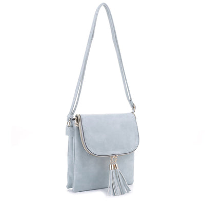 DJ96152 BJ6152 Monogrammable Flap-over Two Compartment Crossbody With Tassels - MiMi Wholesale