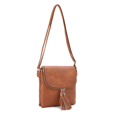 DJ96152 BJ6152 Monogrammable Flap-over Two Compartment Crossbody With Tassels - MiMi Wholesale