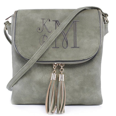 DJ96152 BJ6152 Monogrammable Flap-over Two Compartment Crossbody With Tassels - MiMi Wholesale