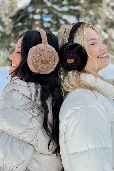 EM3661 Cable Knit Furry Earmuffs - MiMi Wholesale