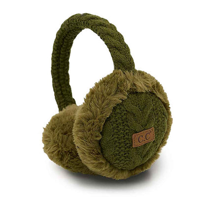 EM3661 Cable Knit Furry Earmuffs - MiMi Wholesale