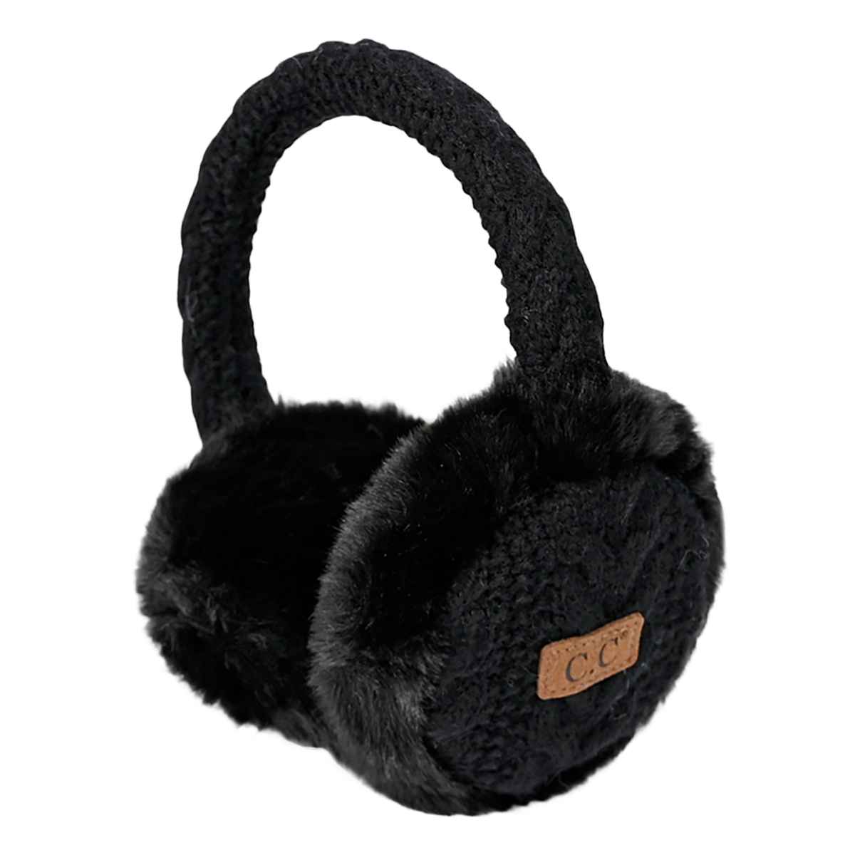 EM3661 Cable Knit Furry Earmuffs - MiMi Wholesale