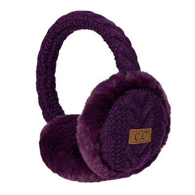 EM3661 Cable Knit Furry Earmuffs - MiMi Wholesale