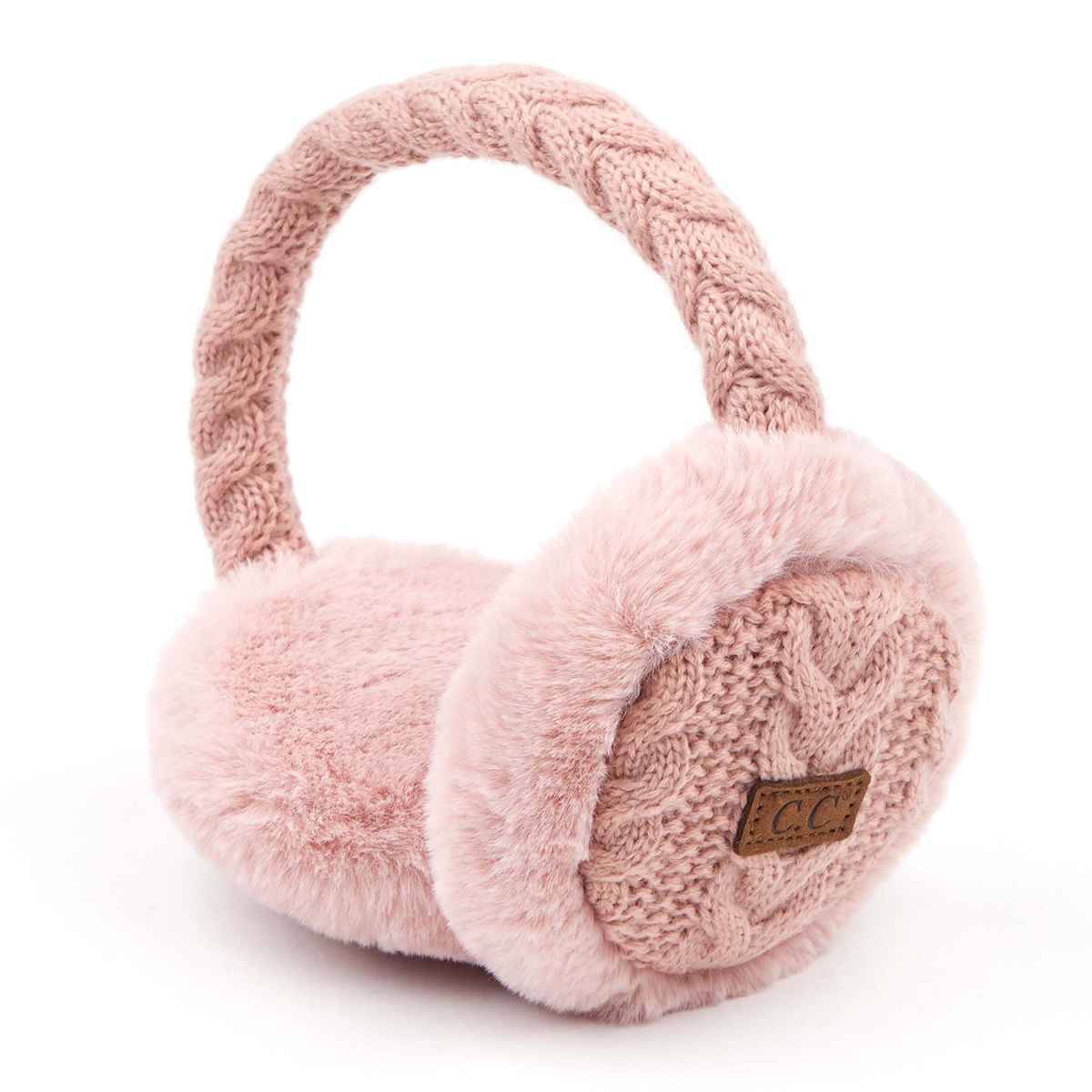 EM3661 Cable Knit Furry Earmuffs - MiMi Wholesale