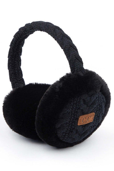 EM3661 Cable Knit Furry Earmuffs - MiMi Wholesale