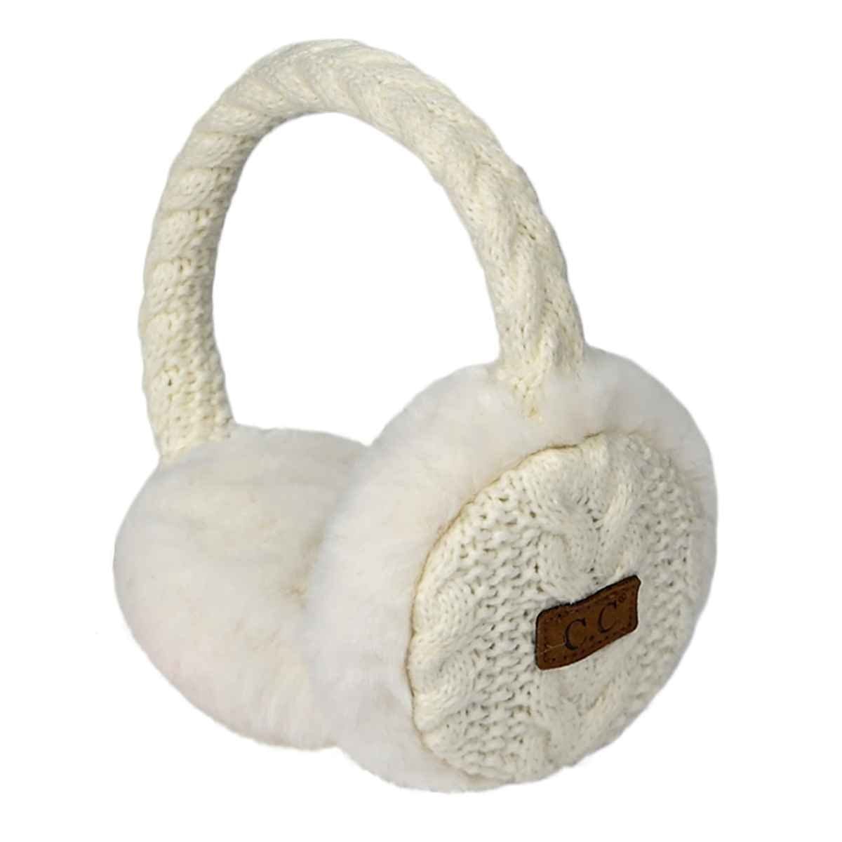 EM3661 Cable Knit Furry Earmuffs - MiMi Wholesale