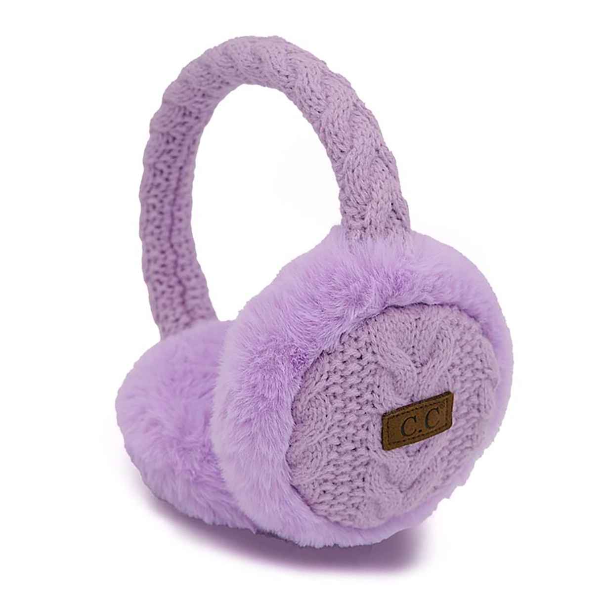 EM3661 Cable Knit Furry Earmuffs - MiMi Wholesale