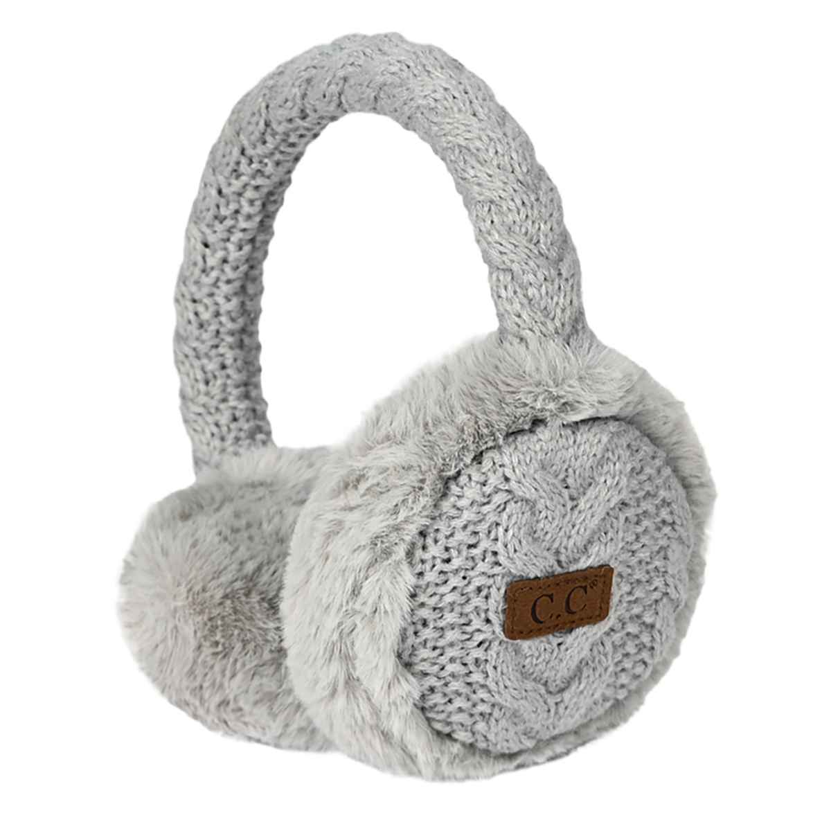 EM3661 Cable Knit Furry Earmuffs - MiMi Wholesale