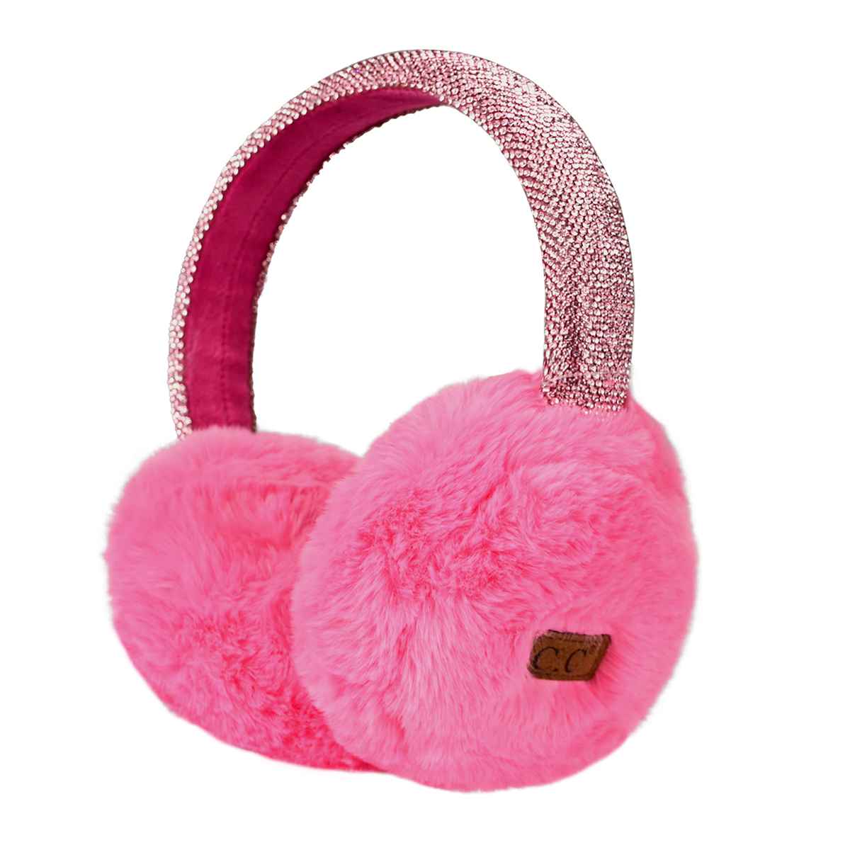 EMS4283 Furry Rhinestone Band Earmuffs - MiMi Wholesale