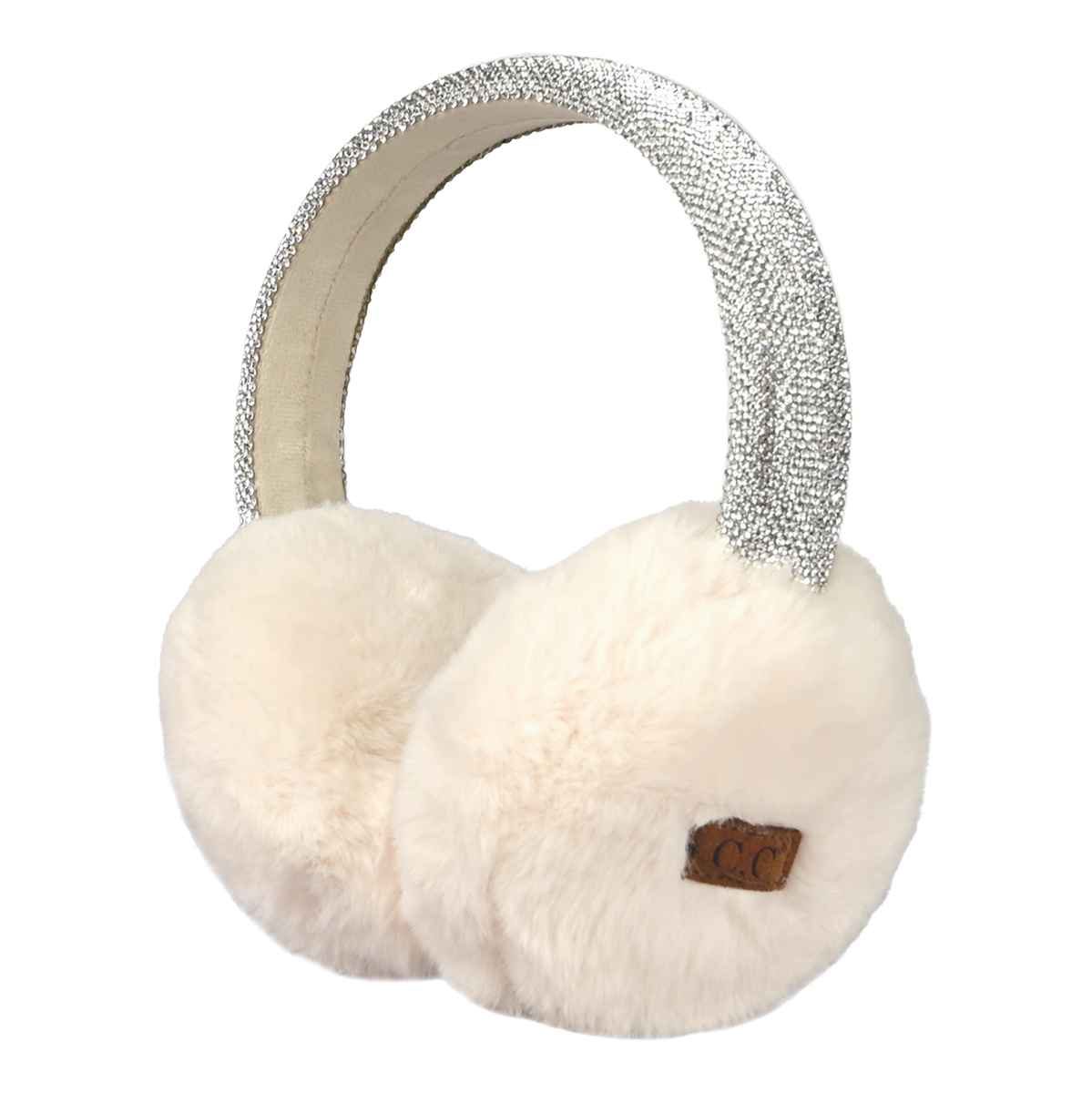 EMS4283 Furry Rhinestone Band Earmuffs - MiMi Wholesale