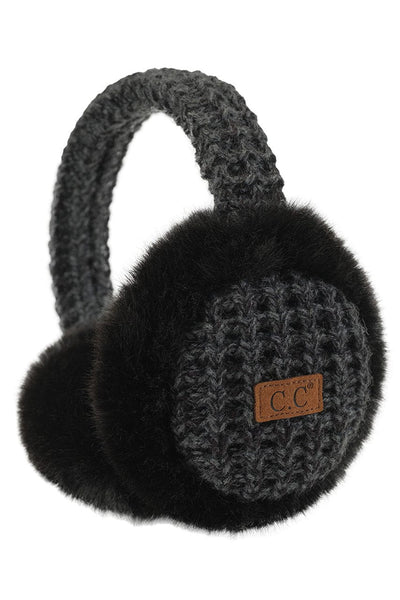 EMS4495 Heather Knitted Fur Earmuff - MiMi Wholesale