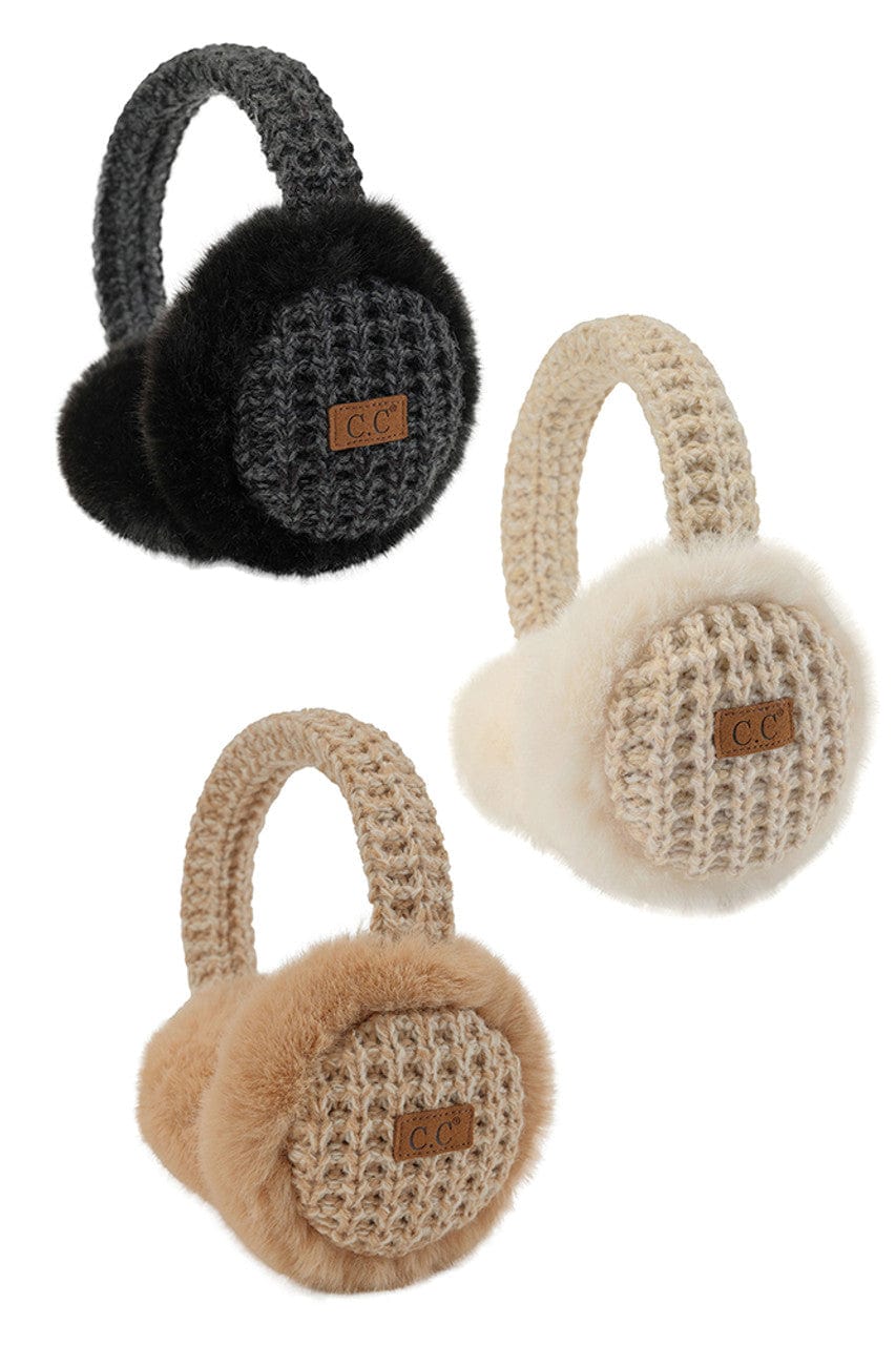 EMS4495 Heather Knitted Fur Earmuff - MiMi Wholesale