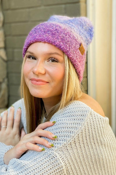 HAT2082 Multi Color Slouchy Mohair Beanie - MiMi Wholesale