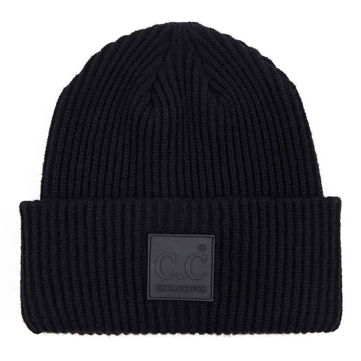 HAT7007 Solid Ribbed Beanie With Rubber Patch - MiMi Wholesale