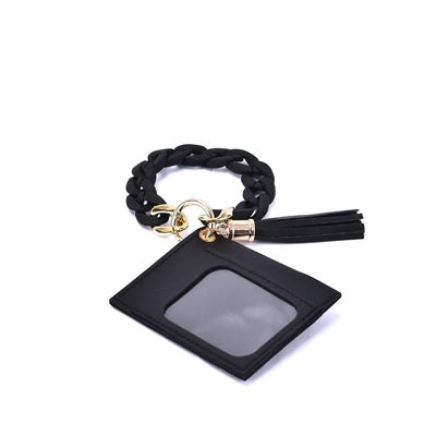 HB23277 Rhinestone Keychain Bracelet Wallet With Chain Bangle - MiMi Wholesale