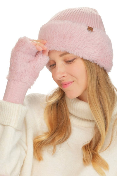 HTE0105 Faux Fur Cuff Beanie - MiMi Wholesale