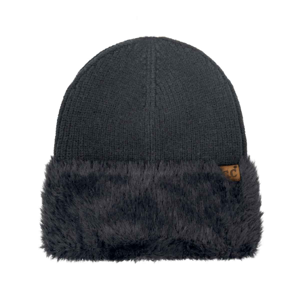 HTE0105 Faux Fur Cuff Beanie - MiMi Wholesale