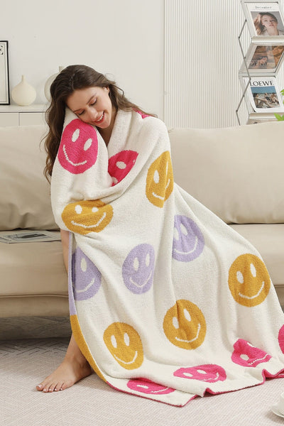 JCL6011 Superlux Multi Color Smiley Blanket - MiMi Wholesale