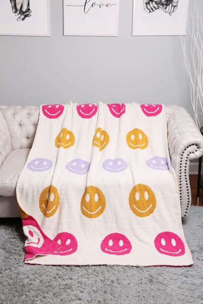 JCL6011 Superlux Multi Color Smiley Blanket - MiMi Wholesale