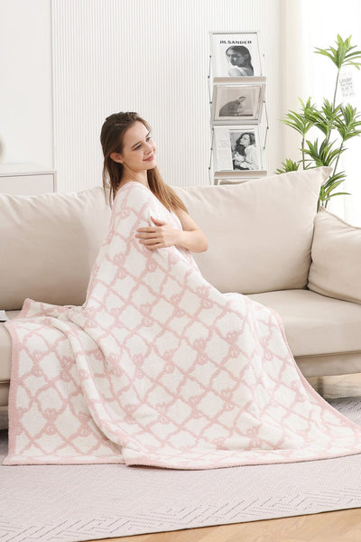 JCL6047 Super Lux Ribbon Print Blanket - MiMi Wholesale