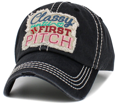 KBV1593 Classy Until First Pitch Vintage Baseball Cap - MiMi Wholesale