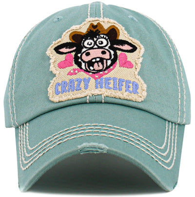 KBV1596 Crazy Heifer Vintage Baseball Cap - MiMi Wholesale