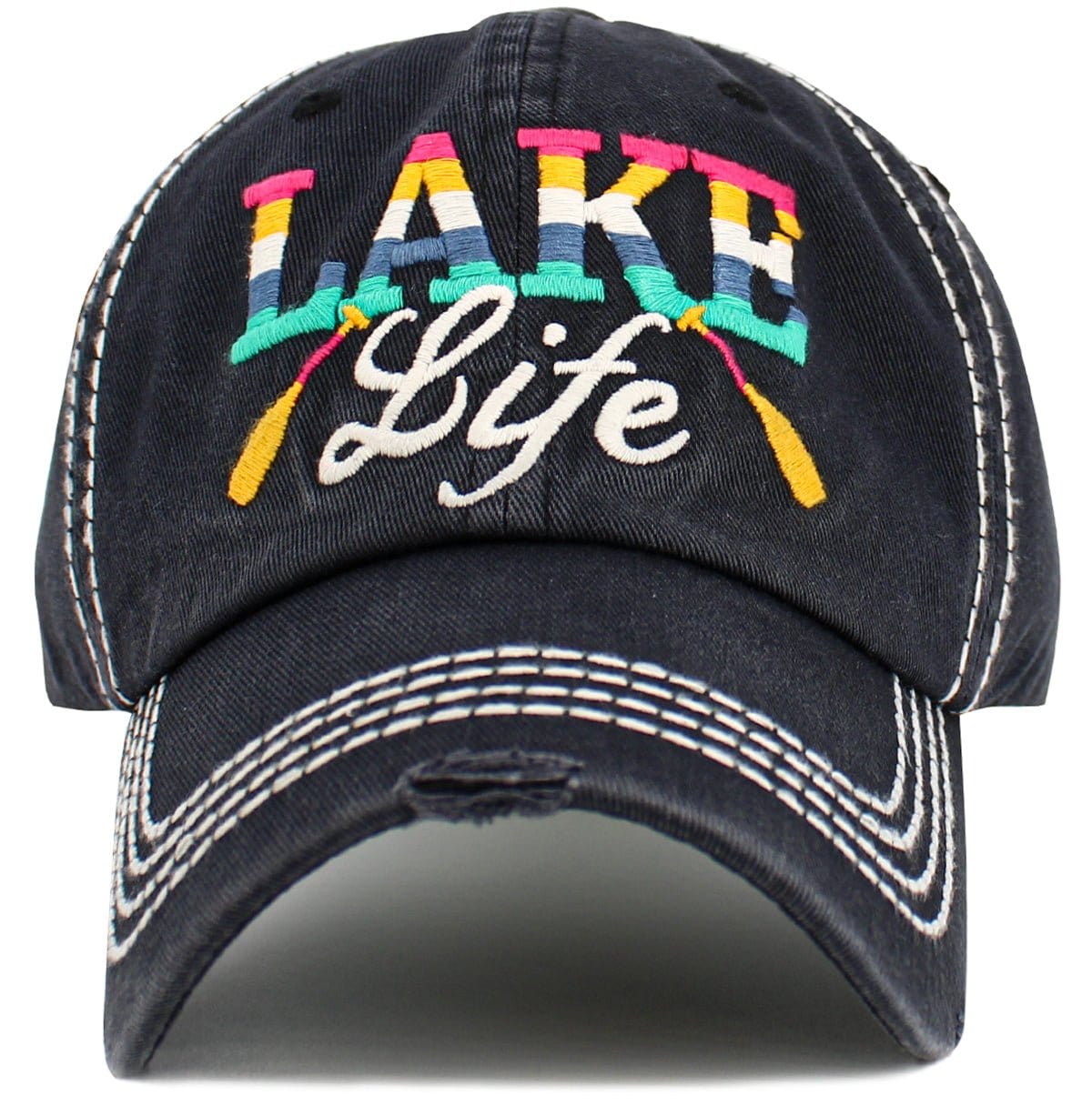 KBV1606 "Lake Life" Vintage Washed Baseball Cap - MiMi Wholesale