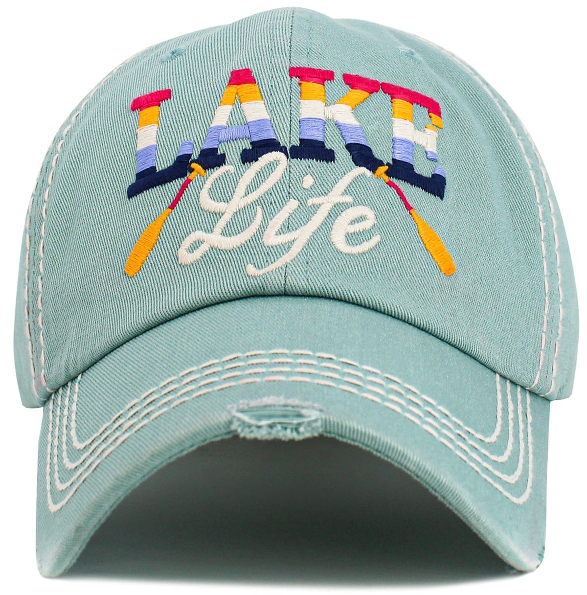 KBV1606 "Lake Life" Vintage Washed Baseball Cap - MiMi Wholesale