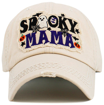 KBV1609 "Spooky Mama" Vintage Washed Baseball Cap - MiMi Wholesale