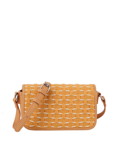 LE0345 Rose Honeycomb Woven Crossbody Bag - MiMi Wholesale