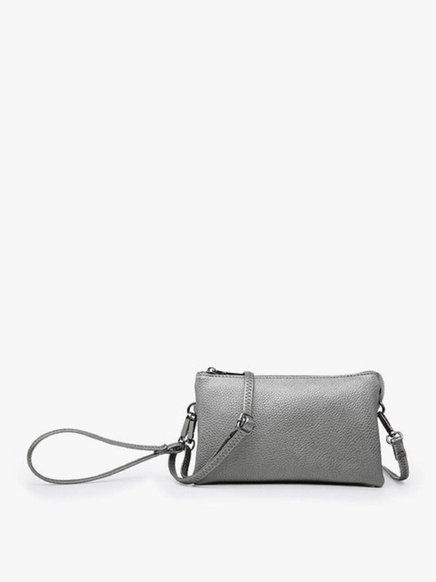 M013 Riley Plain Metalic 3 Compartment Crossbody/Wristlet - MiMi Wholesale