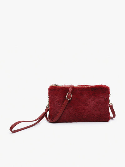 M013FUR Riley Fur 3 Compartment Crossbody/Wristlet - MiMi Wholesale