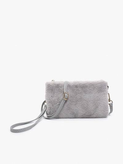 M013FUR Riley Fur 3 Compartment Crossbody/Wristlet - MiMi Wholesale