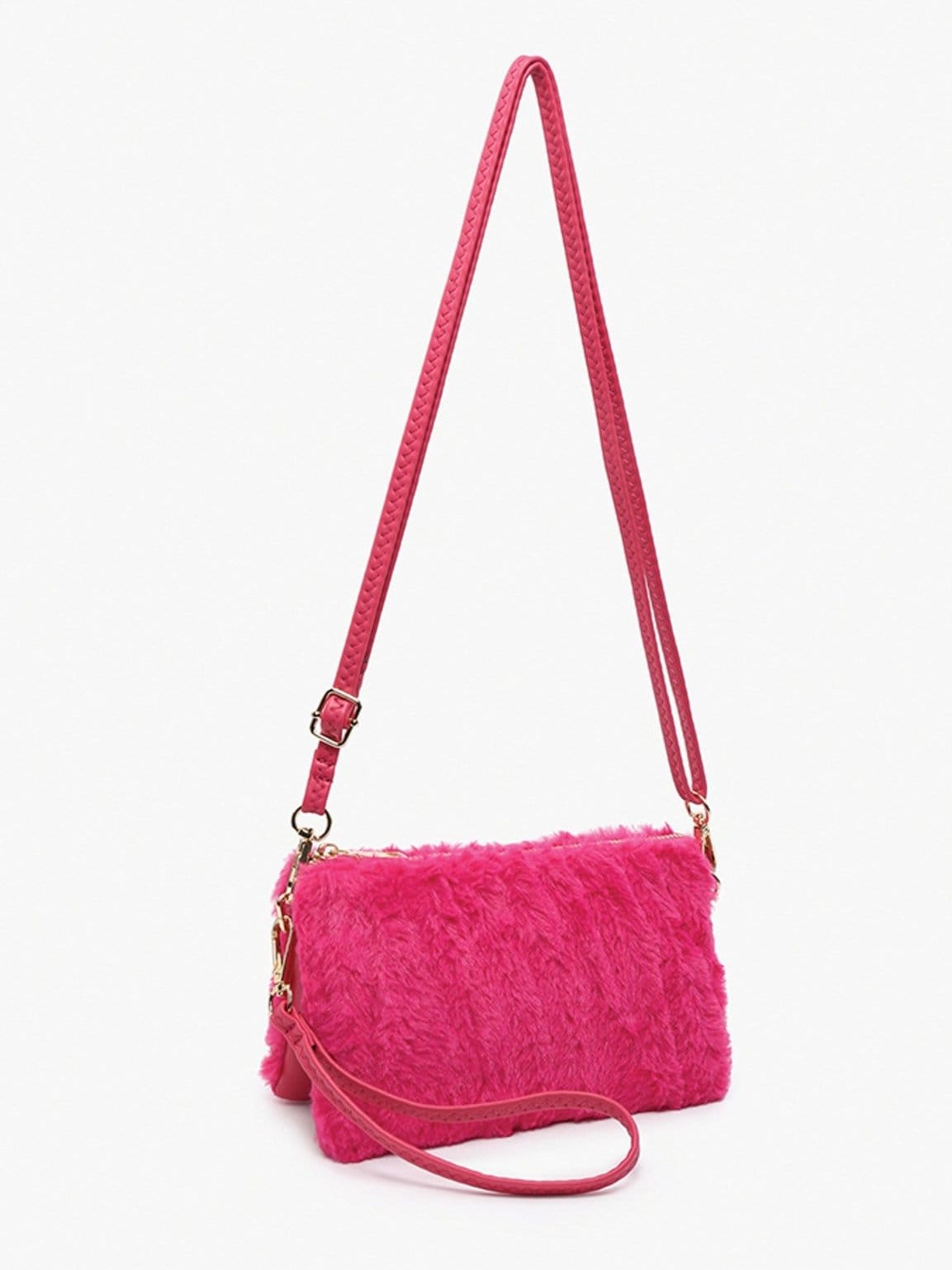 M013FUR Riley Fur 3 Compartment Crossbody/Wristlet - MiMi Wholesale